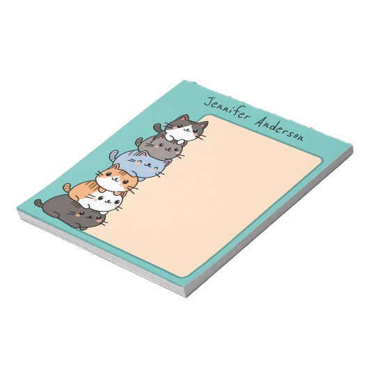 Schattige Kawaii Stack van Kitty Cats Custom Notitieblok (Linkerzijde)