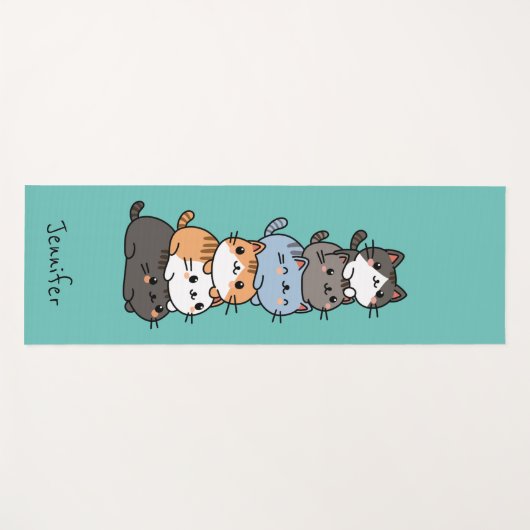Schattige Kawaii Stack van Kitty Cats Custom Yogamat (Voorkant (horizontaal))