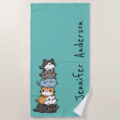 Schattige Kawaii Stack van Kitty Cats gepersonalis Strandlaken (Voorkant)