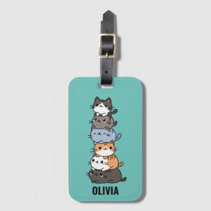 Schattige Kawaii Stapel Kittenkatten Bagagelabel