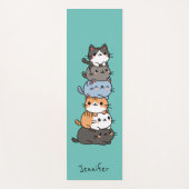 Schattige Kawaii Stapel Kittenkatten Custom Yogamat (Voorkant)