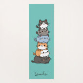 Schattige Kawaii Stapel Kittenkatten Custom Yogamat (Achterkant)