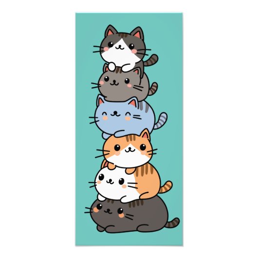 Schattige Kawaii Stapel Kittenkatten Foto Afdruk (Voorkant)