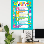 Schattige Kawaii Stemvolume-niveaus Poster (Thuiskantoor)