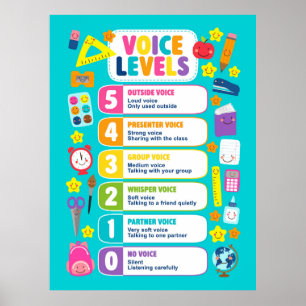 Schattige Kawaii Stemvolume-niveaus Poster