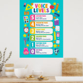 Schattige Kawaii Stemvolume-niveaus Poster (Keuken)