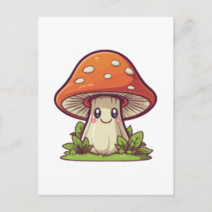Schattige kawaii stijl, Paddenstoelen zoeken Briefkaart