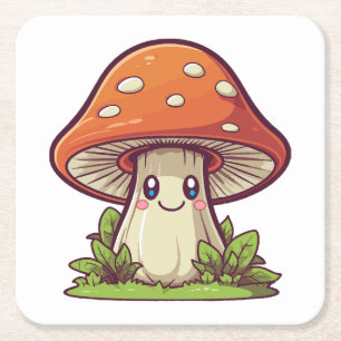Schattige kawaii-stijl, Paddenstoelen zoeken Kartonnen Onderzetters
