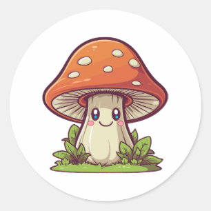 Schattige kawaii stijl, Paddenstoelen zoeken Ronde Sticker