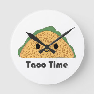 Schattige Kawaii Taco Tijd Taco Ronde Klok