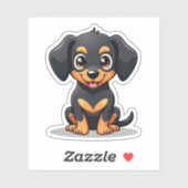 Schattige kawaii teckel, grote, heldere ogen, klei sticker (Vel)