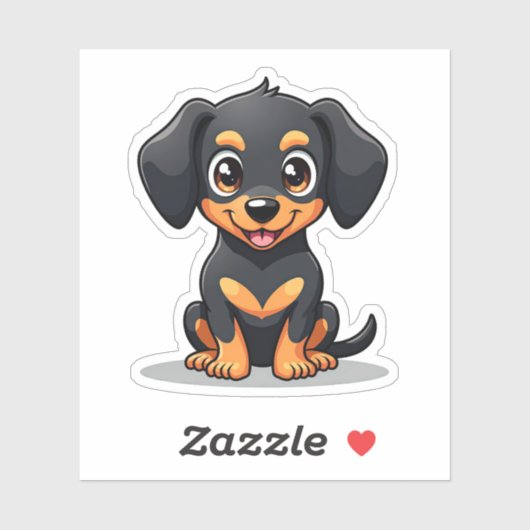 Schattige kawaii teckel, grote, heldere ogen, klei sticker (Vel)