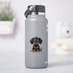 Schattige kawaii teckel, grote, heldere ogen, klei sticker