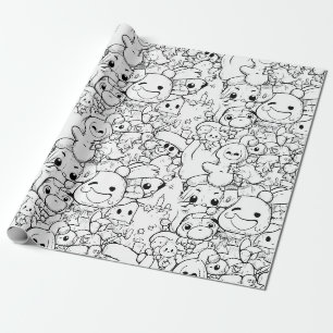Schattige Kawaii Tekenfilmfiguren (1) Cadeaupapier
