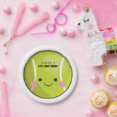 Schattige Kawaii Tennis Ball Aangepaste naam Stemp Papieren Bordje (Feest)