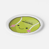 Schattige Kawaii Tennis Ball Aangepaste naam Stemp Papieren Bordje (Gekanteld)