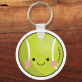 Schattige Kawaii Tennis Ball Aangepaste naam Stemp Sleutelhanger (Voorkant)