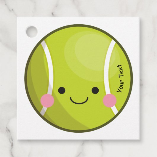 Schattige Kawaii Tennis Ball Aangepaste tekstsport Bedankjes Labels (Voorkant)