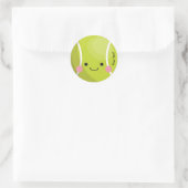 Schattige Kawaii Tennis Ball Aangepaste tekstsport Ronde Sticker (Tas)