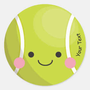 Schattige Kawaii Tennis Ball Aangepaste tekstsport Ronde Sticker