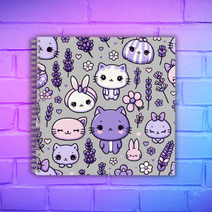 Schattige Kawaii thema Paarse Lavendel Spiraal Notitieboek
