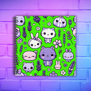 Schattige Kawaii thema Paarse Lavendel Spiraal Notitieboek