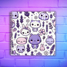 Schattige Kawaii thema Paarse Lavendel | Spiraal Notitieboek