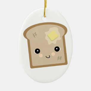 schattige kawaii toast keramisch ornament