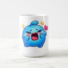 Schattige Kawaii Treurige Blauwe Slijm Huilend met Koffiemok