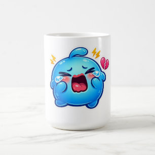Schattige Kawaii Treurige Blauwe Slijm Huilend met Koffiemok