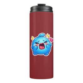 Schattige Kawaii Treurige Blauwe Slijm Huilend met Thermosbeker