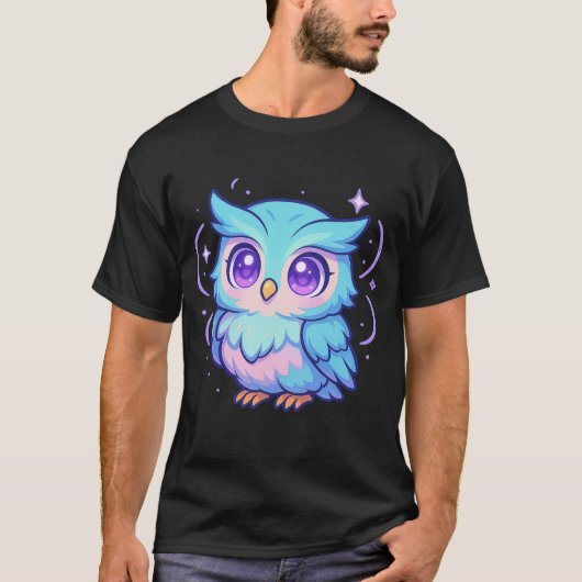 Schattige Kawaii Uil Cartoon Pastel T-shirt (Voorkant)