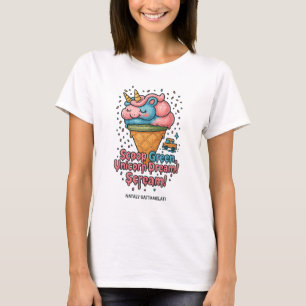 Schattige Kawaii Unicorn Ice Cream T-shirt – Paste