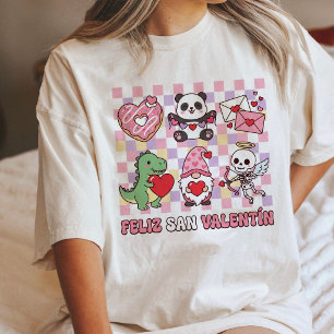 Schattige Kawaii Valentijnskarakters Met Hartjes Tri-Blend Shirt