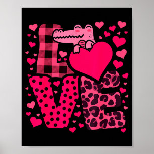Schattige Kawaii Valentijnske krokodillen liefde h Poster