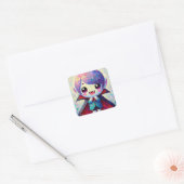 Schattige Kawaii Vampier Jongen  Vierkante Sticker (Envelop)