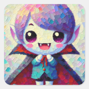 Schattige Kawaii Vampier Jongen Vierkante Sticker
