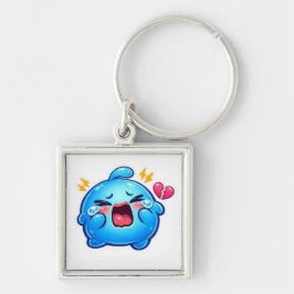 Schattige Kawaii Verdrietige Blauwe Slijm Huilend Sleutelhanger