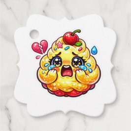 Schattige Kawaii Verdrietige Cupcake Huilend met G Bedankjes Labels