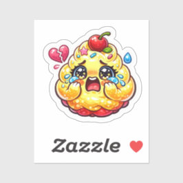 Schattige Kawaii Verdrietige Cupcake Huilend met G Sticker