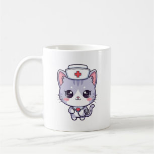 Schattige Kawaii Verpleegster Kat Kunst Koffiemok