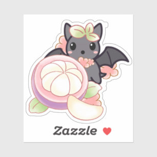 Schattige Kawaii Vleermuis met Exotische Mangostee Sticker