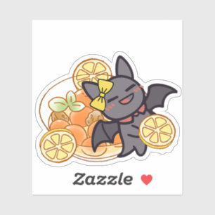 Schattige Kawaii Vleermuis met Gehaktbal Soep Sticker