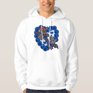 Schattige Kawaii Vleermuizen in Blauwebes Hart - A Hoodie