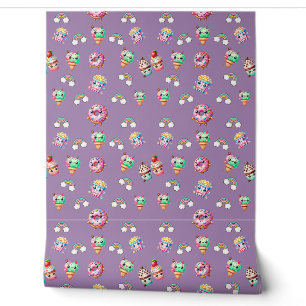 Schattige kawaii-voedsel behang