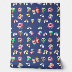 Schattige kawaii-voedsel behang