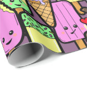 Schattige Kawaii voedselpatroon Cadeaupapier (Rol Hoek)