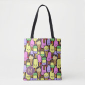 Schattige kawaii voedselpatroon monogram tote bag (Voorkant)