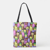 Schattige kawaii voedselpatroon monogram tote bag (Achterkant)
