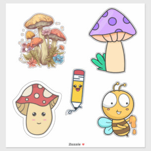 Schattige Kawaii Voeg je afbeelding Funny Mushroo Sticker